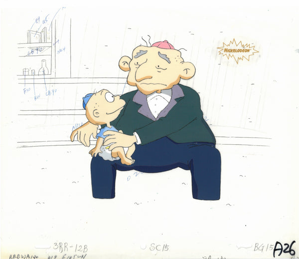 Rugrats Original 1990's Production Cel Animation Art Angelica Grandpa - The Cricket Gallery