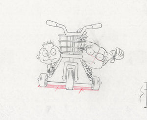 Rugrats Original 1990's Production Cel Drawing Animation Art Scooter - The Cricket Gallery