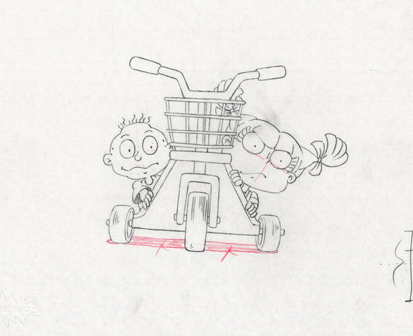 Rugrats Original 1990's Production Cel Drawing Animation Art Scooter - The Cricket Gallery