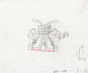 Rugrats Original 1990's Production Cel Drawing Animation Art Scooter - The Cricket Gallery
