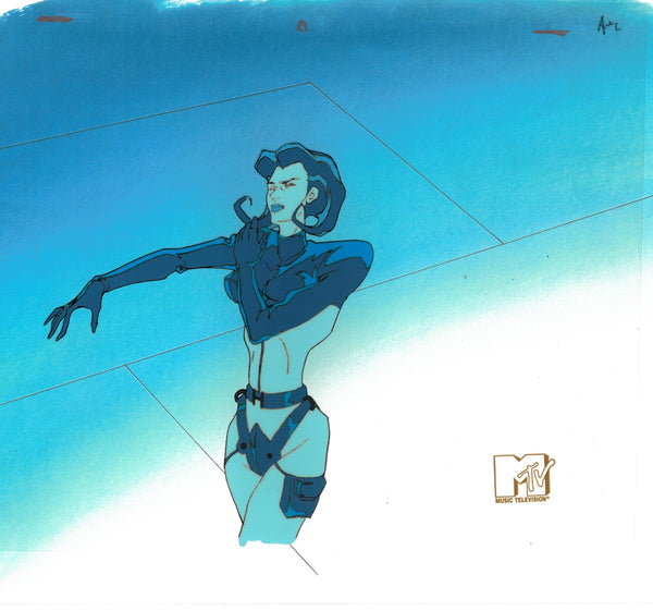 Aeon Flux Original 1990's Production Cel MTV Liquid Television Blue - The Cricket Gallery