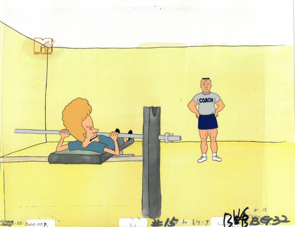Beavis & Butt-Head 1990's MTV Production Animation Cel Art Coach Bench Press
