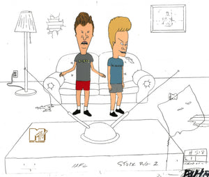 Beavis & Butt-Head 1990's MTV Production Animation Cel Art Couch TV