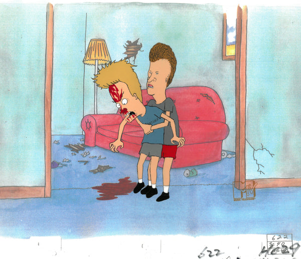 Beavis & Butt-Head 1990's MTV Production Animation Cel Art Blood