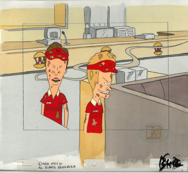 Beavis & Butt-Head 1990's MTV Production Animation Cel Burger World - The Cricket Gallery