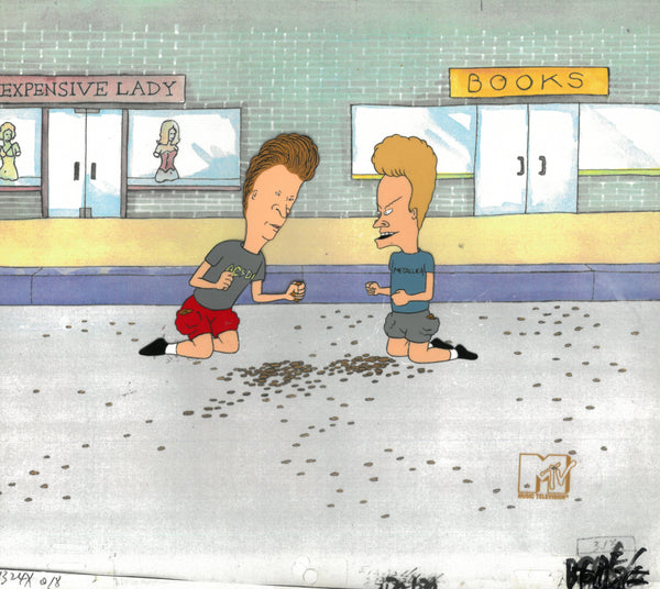 Beavis & Butt-Head 1990's MTV Production Animation Cel Art Line Coins