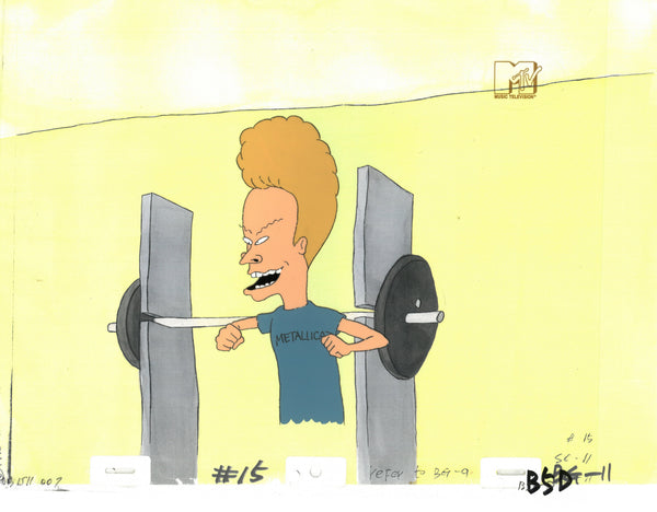 Beavis & Butt-Head 1990's MTV Production Animation Cel Art Gym Weights - The Cricket Gallery