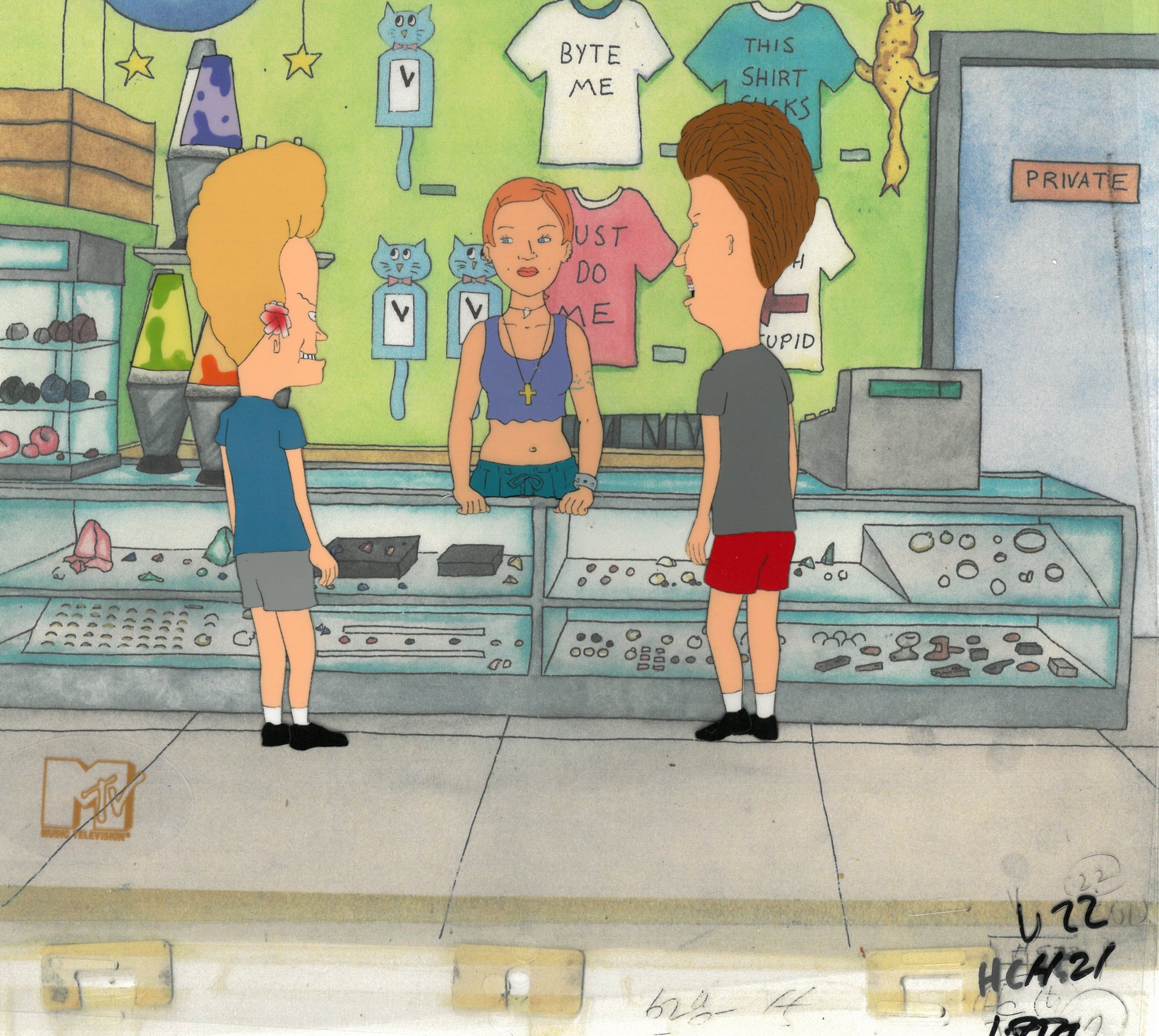 Beavis & Butt-Head 1990's MTV Production Animation Art Cel Ears Pierced - The Cricket Gallery