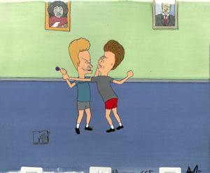 Beavis & Butt-Head 1990's MTV Production Animation Cel Art Fight