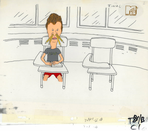 Beavis & Butt-Head 1990's MTV Production Animation Cel Art Line Pencil Nose