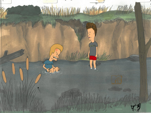 Beavis & Butt-Head 1990's MTV Production Animation Cel Art Gold Mud - The Cricket Gallery