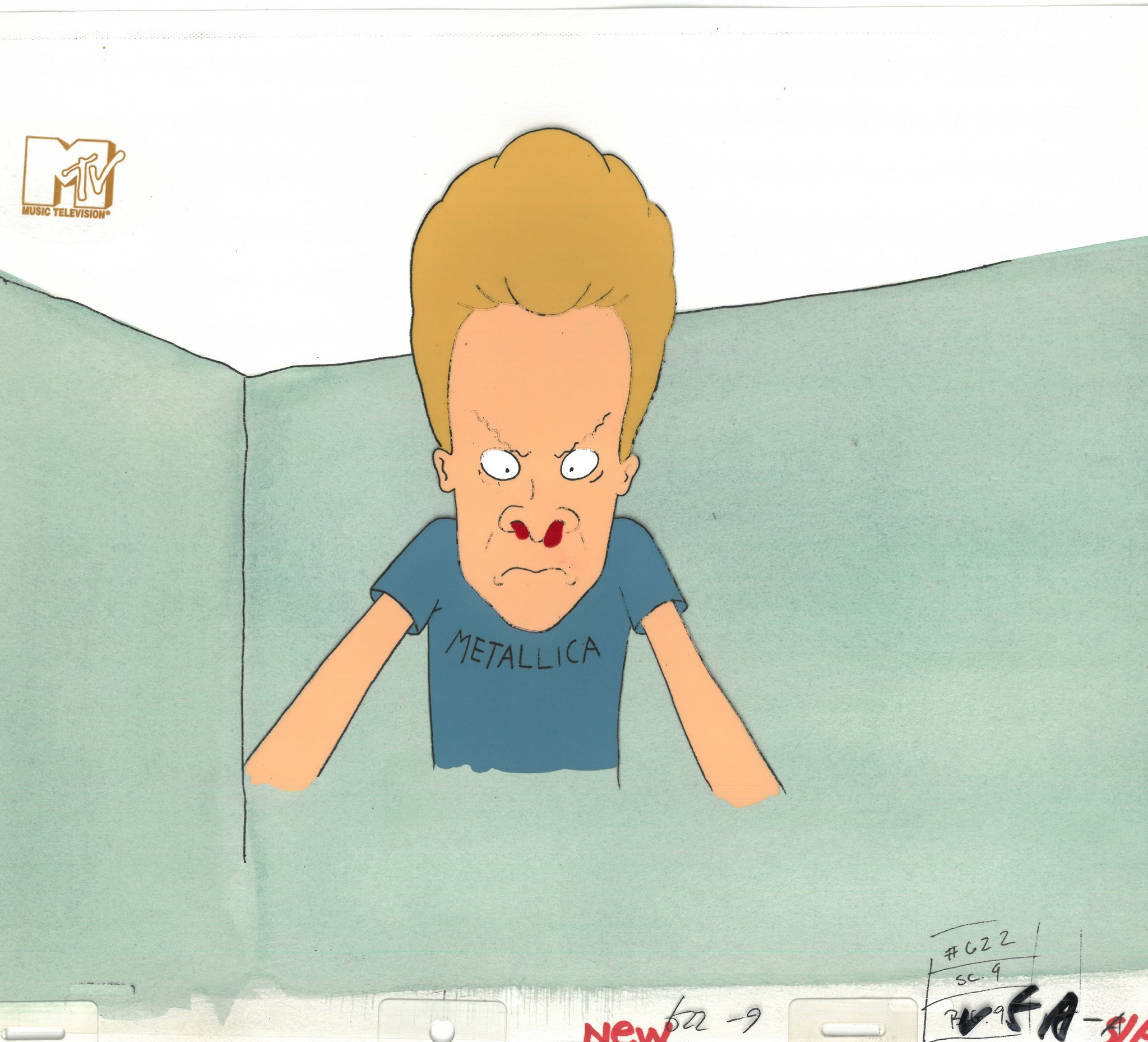 Beavis & Butt-Head 1990's MTV Production Animation Cel Art Nose Bleed - The Cricket Gallery