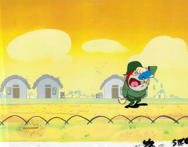 Ren & Stimpy 1990 Production Animation Cel Nickelodeon Stimpy Army Cry