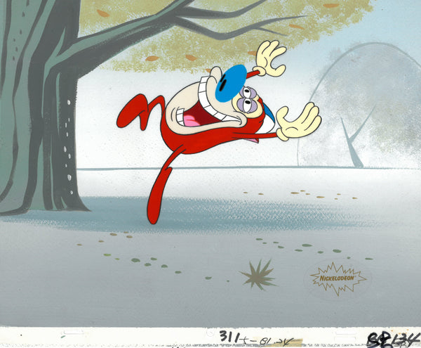 Ren & Stimpy 1990 Production Animation Cel Nickelodeon Stimpy Frolic