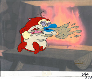 Ren & Stimpy 1990 Production Animation Cel Nickelodeon Stimpy Sneeze