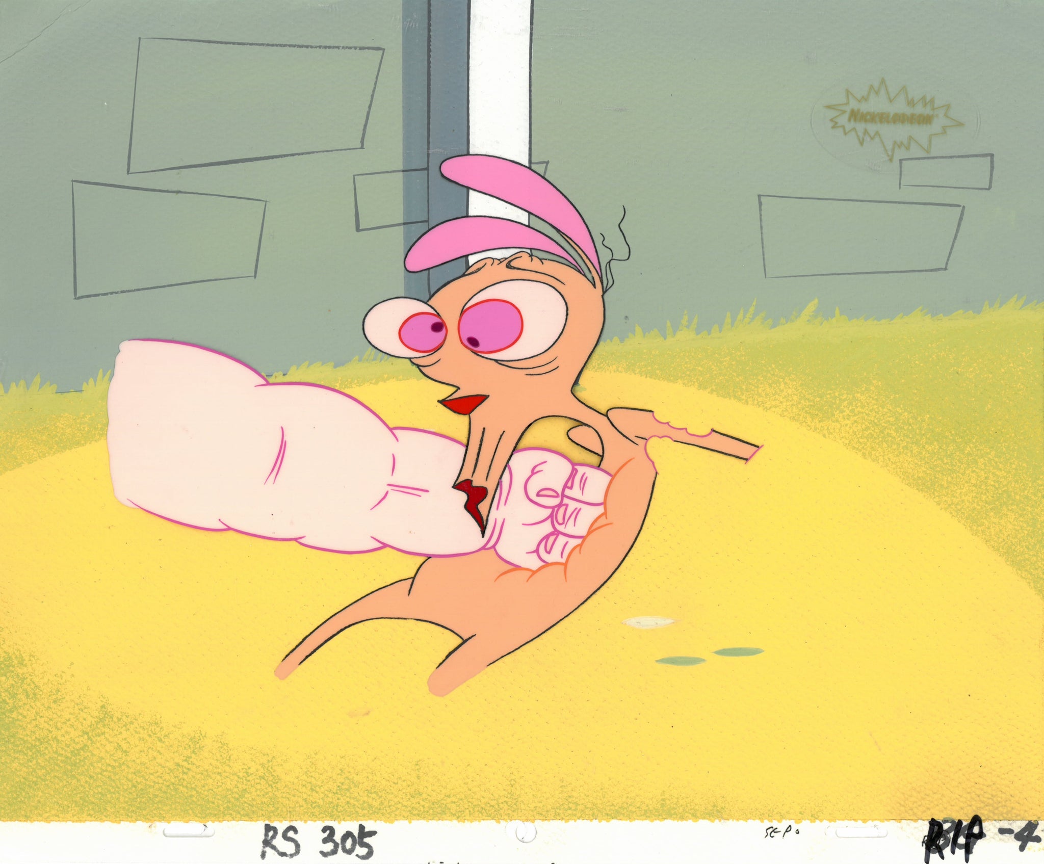 Ren & Stimpy Original 1990 Animation Art Production Cel Nickelodeon Big Baby Scam Punch - The Cricket Gallery