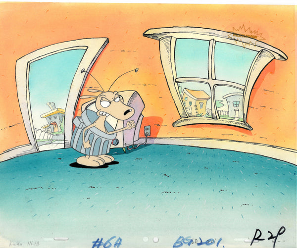 Rocko's Modern Life Original 1990's Nickelodeon Production Cel Trashcan - The Cricket Gallery
