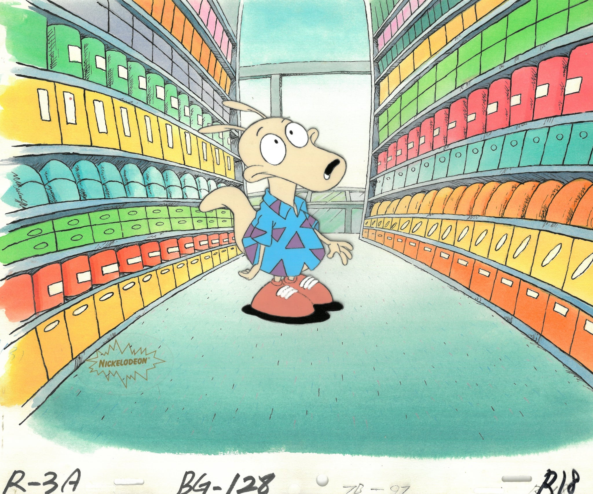 Rocko's Modern Life Original 1990's Nickelodeon Production Cel Aisles Grocery Store - The Cricket Gallery