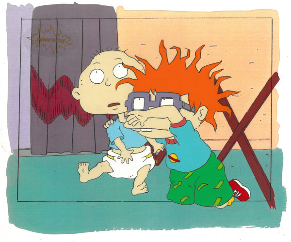 Rugrats Original 1990's Production Cel Animation Art Tommy Chuckie  Hug