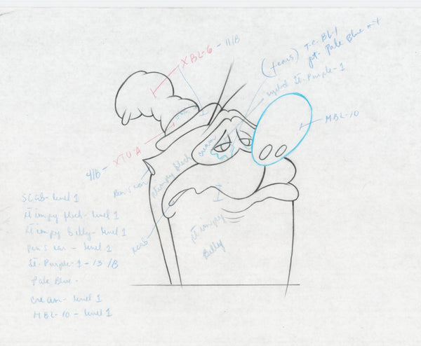 Ren & Stimpy Original 1990's Production Drawing Animation Art Tears - The Cricket Gallery