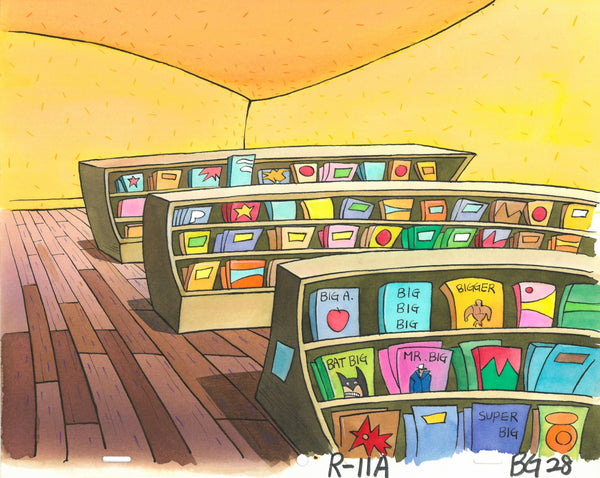 Rocko's Modern Life Original 1990's Comic Book Shop WATERCOLOR MASTER BACKGROUND - The Cricket Gallery