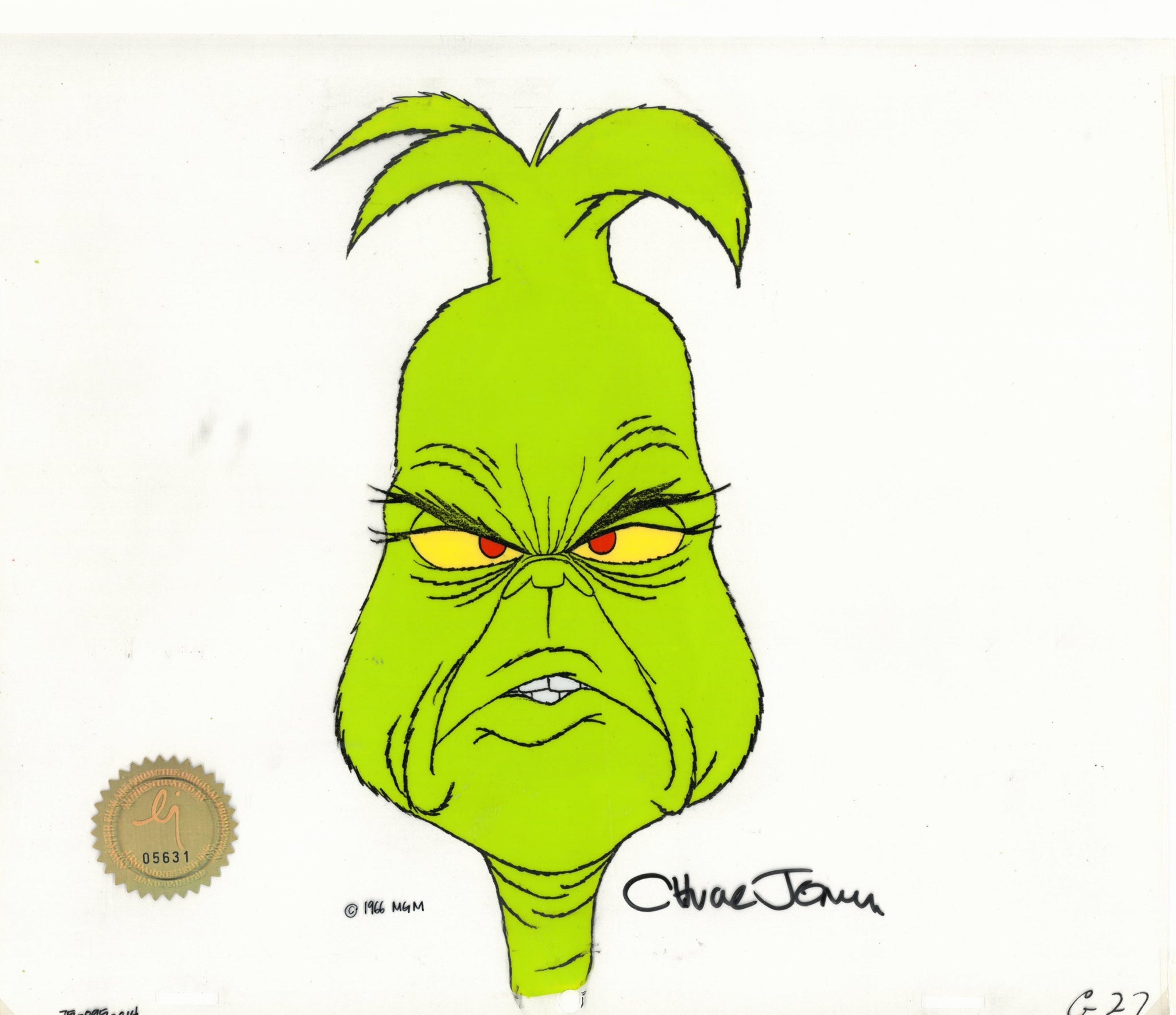 How the Grinch Stole Christmas Grinch Close-Up Production Cel Signed by  Chuck Jones (MGM, 1966