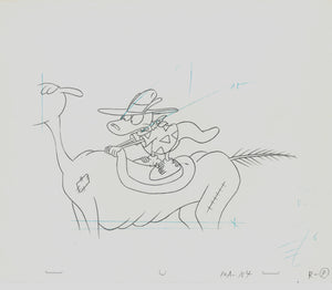 Rocko's Modern Life Original 1990's Production Drawing Animation Cowboy Horse