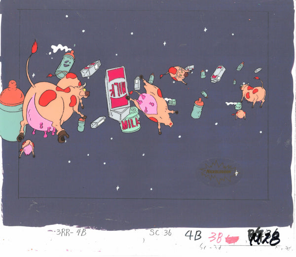 Rugrats Original 1990's Production Cel Animation Art Floating Cows