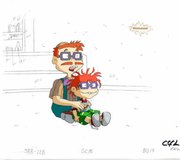 Rugrats Original 1990's Production Cel Animation Art Chas & Chuckie