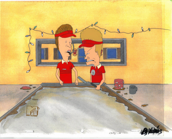 Beavis & Butt-Head 1990's MTV Production Animation Cel Art Yes, Were Open