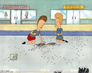 Beavis & Butt-Head 1990's MTV Production Animation Cel Art Line Coins