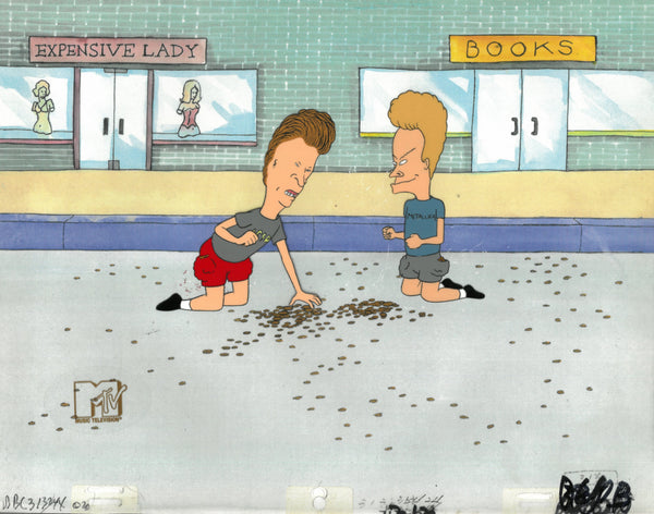 Beavis & Butt-Head 1990's MTV Production Animation Cel Art Line Coins