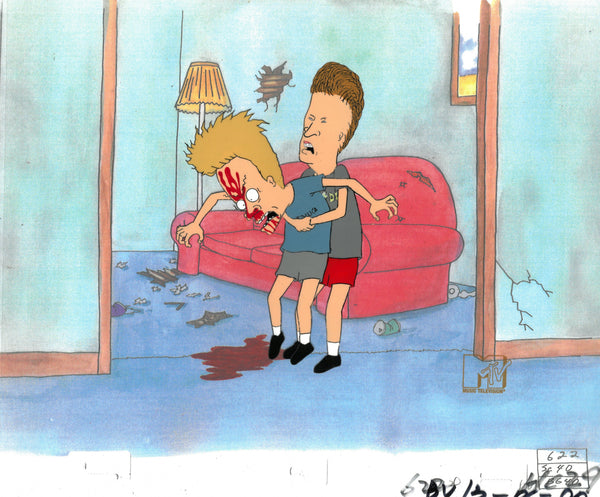Beavis & Butt-Head 1990's MTV Production Animation Cel Art Blood