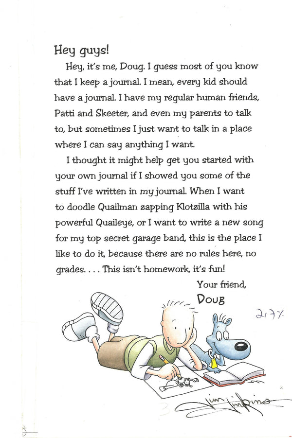 Disney's DOUG, 'Children's Book Illustration' (1998) SIGNED Jim Jinkins Private Collection