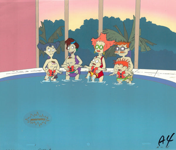 Rugrats Original 1990's Production Cel and Drawing Animation Art Swimming Pool