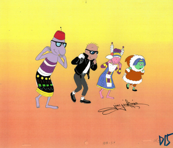 Disney's DOUG, Bangin’ on A Trash Can SIGNED Animation Cel Rare (Jim Jinkins Private Collection)
