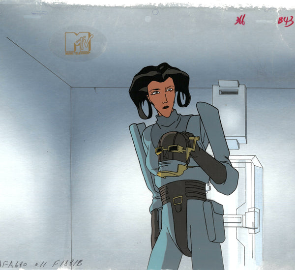 Aeon Flux Original 1990's Production Cel MTV Liquid Television Holding Head - The Cricket Gallery