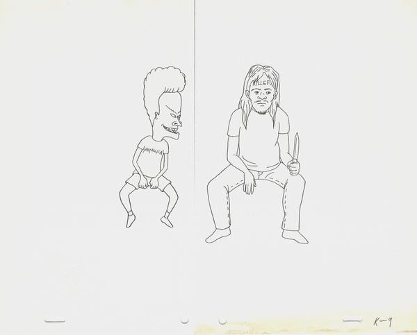 Beavis and Butt-head Original 1990s Production Cel Drawing Animation Art Killer