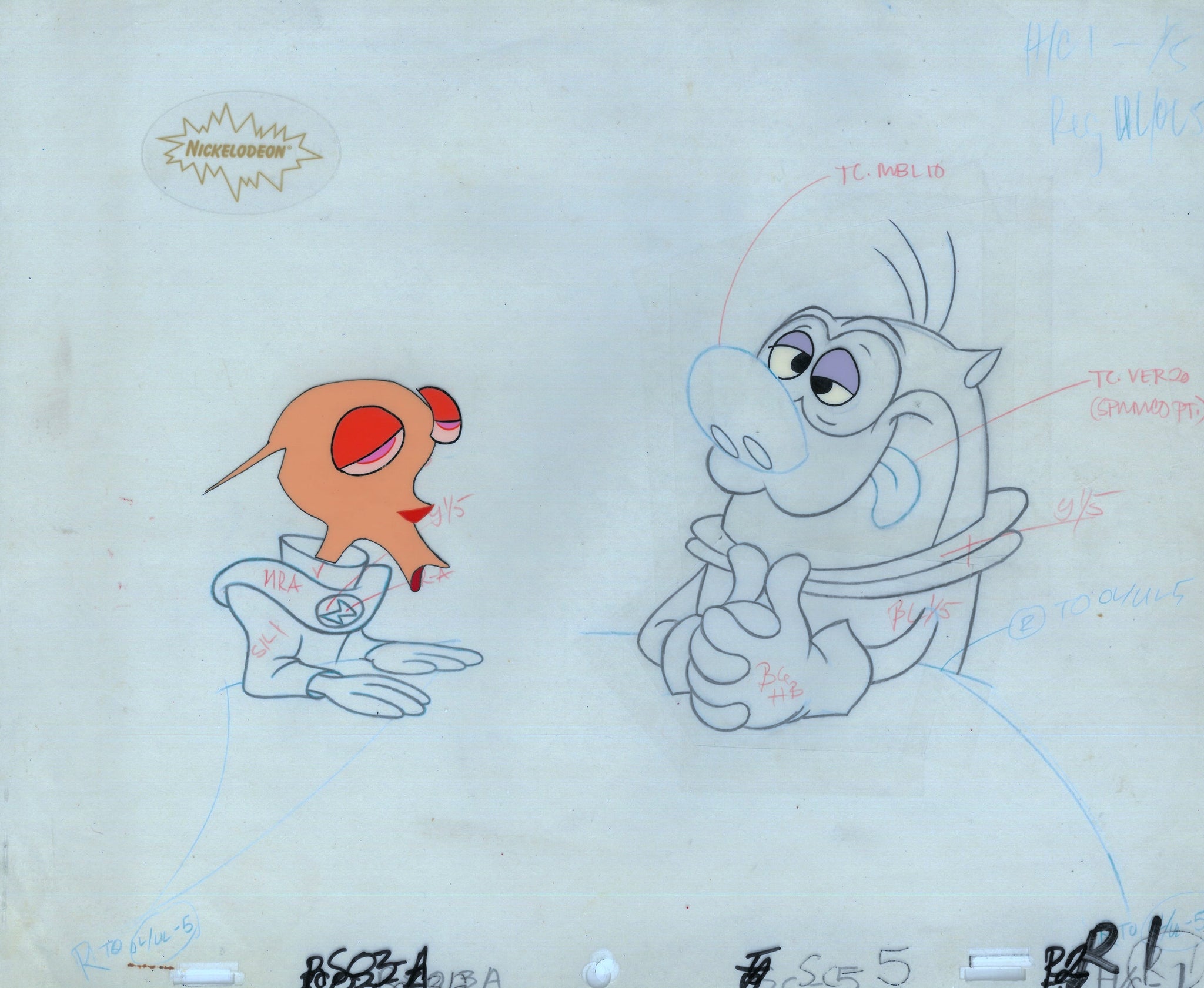 Ren & Stimpy Original 1990 Animation Art Original Production Cel and Drawing Nickelodeon Space - The Cricket Gallery