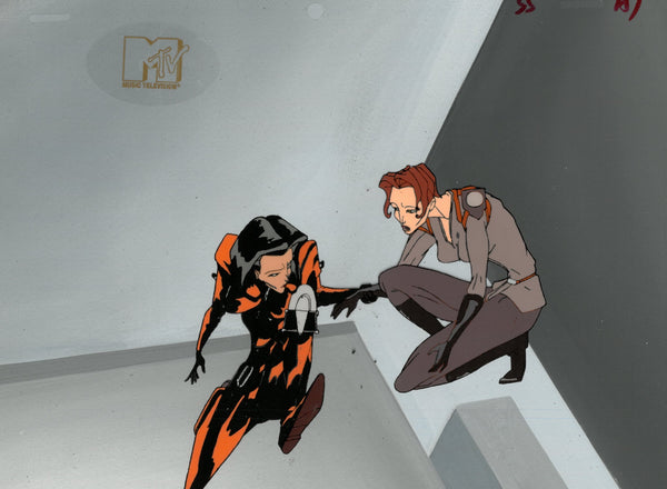Aeon Flux Original 1990's Production Cel MTV Liquid Television Pulling - The Cricket Gallery