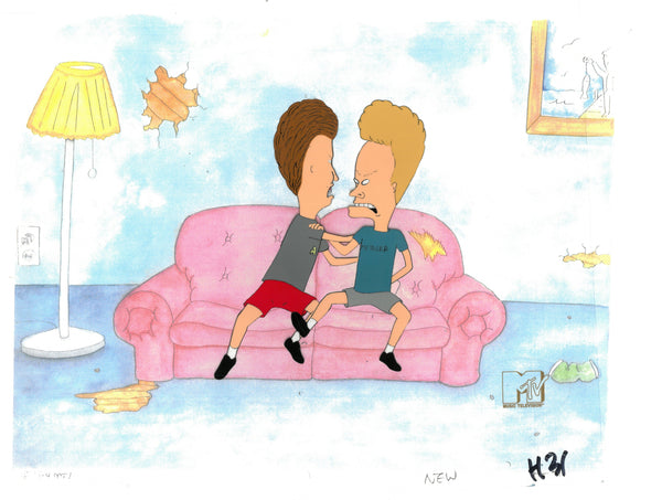 Beavis & Butt-Head 1990's MTV Production Animation Art Cel Couch Fight