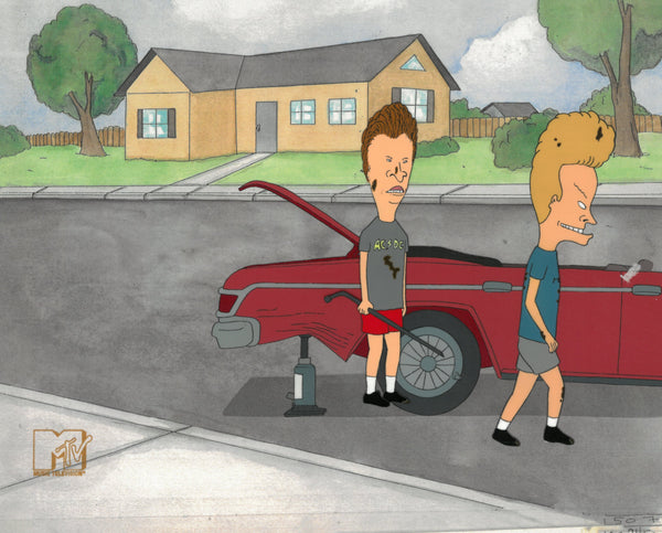 Beavis & Butt-Head 1990's MTV Production Animation Art Cel Flat Tire