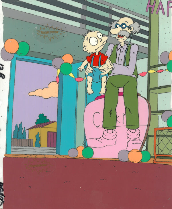 Rugrats Original 1990's Production Cel Animation Art Grandpa and Tommy