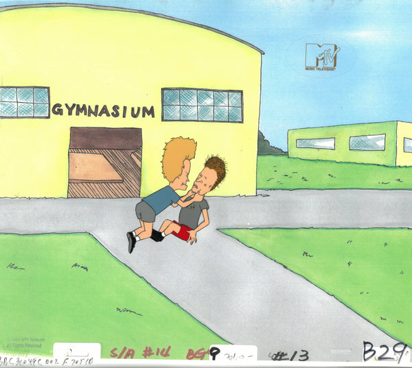 Beavis & Butt-Head 1990's MTV Production Animation Art Cel Fight Gym