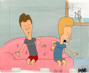 Beavis & Butt-Head 1990's MTV Production Animation Cel Art On Couch