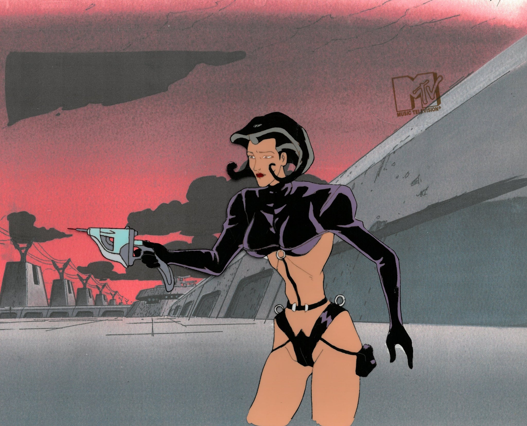 Aeon Flux Original 1990's Production Cel MTV Liquid Television Red Aeon Shoot Out