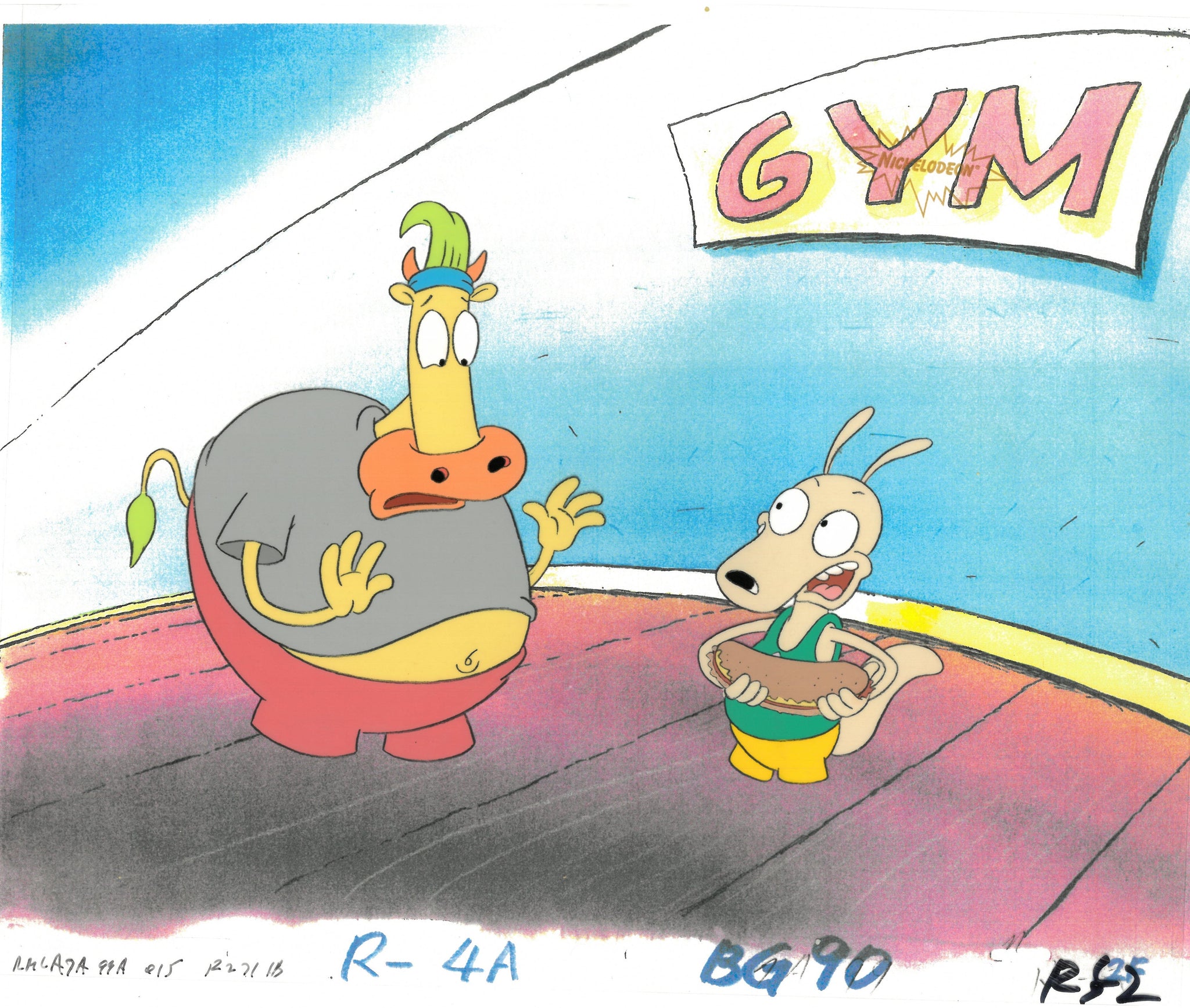 Rocko's Modern Life Original 1990's Nickelodeon Production Cel Gym - The Cricket Gallery