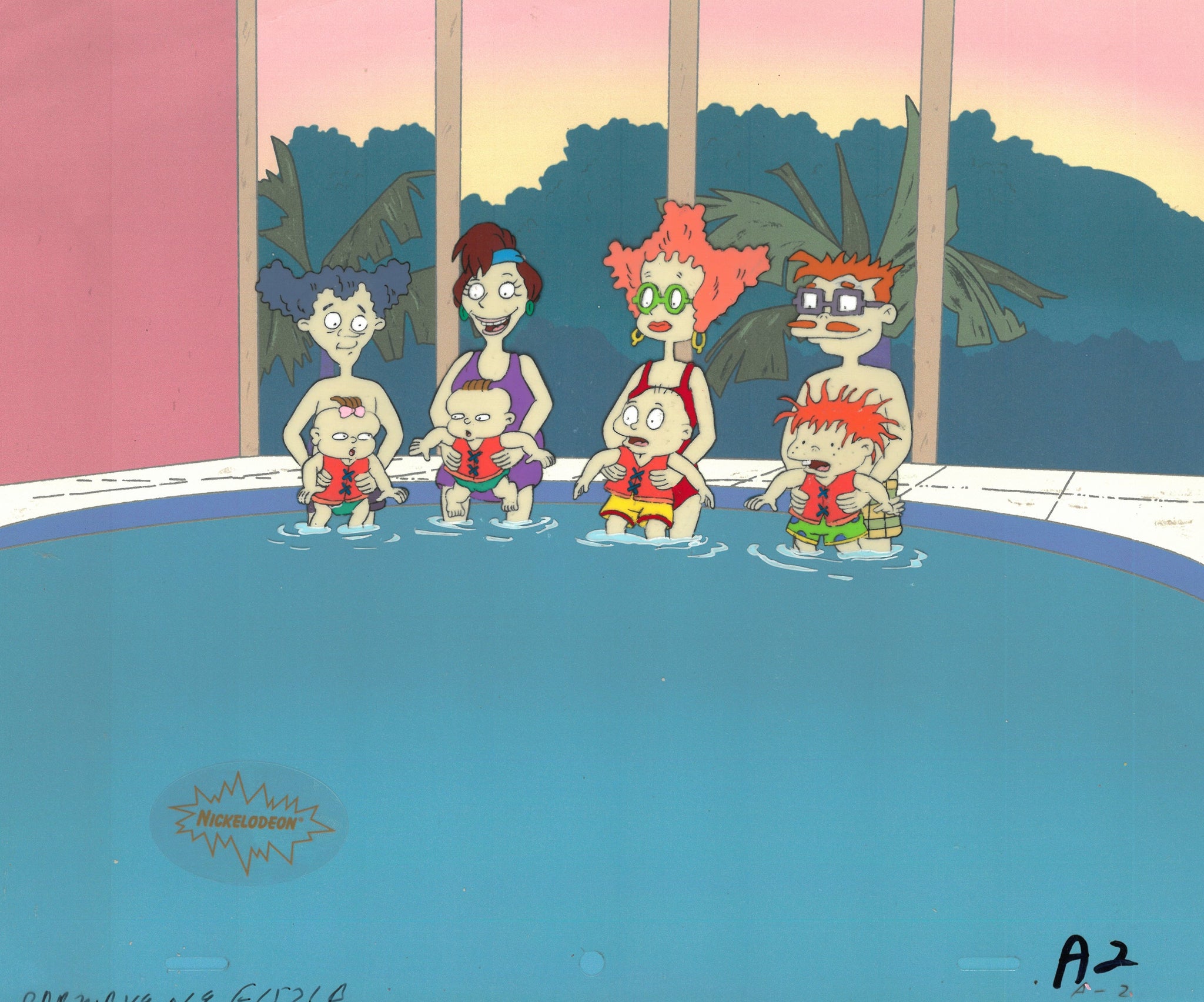 Rugrats Original 1990's Production Cel Animation Art Family Pool Day