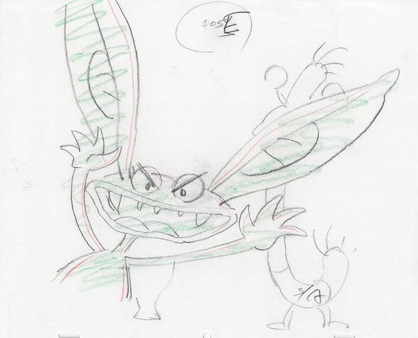 Aaahhh!!! Real Monsters Original 1990's Production Cel Animation Drawing Ickis - The Cricket Gallery