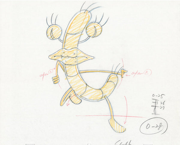 Aaahhh!!! Real Monsters Original 1990's Production Cel Animation Drawing Oblina - The Cricket Gallery